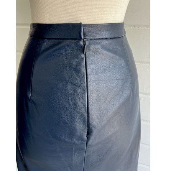 TIBI Soft Genuine Leather Pencil Skirt in Navy Blue - 2 - Picture 5 of 12
